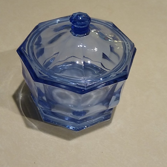 Blue Glass Octagonal Canister